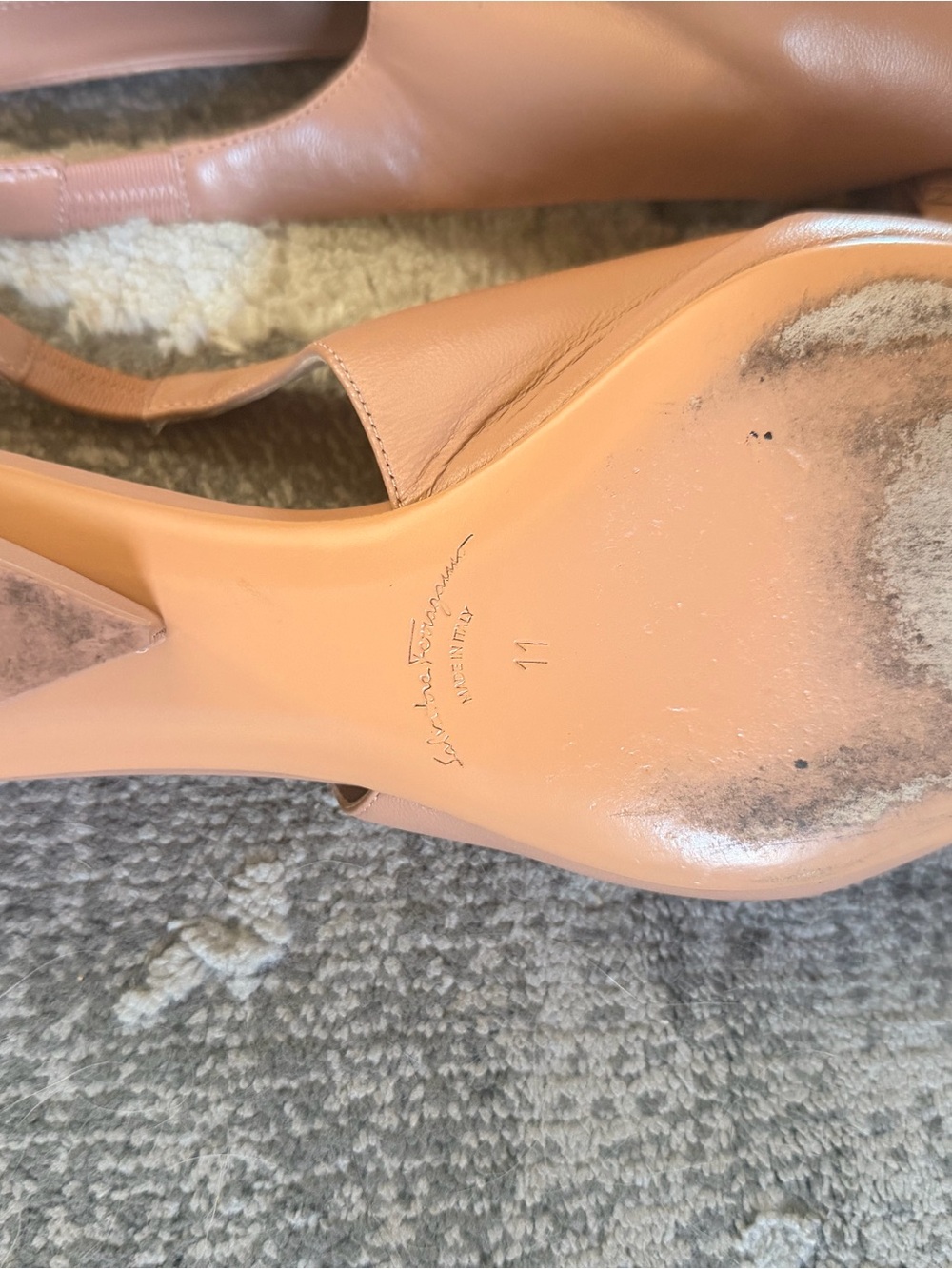 Salvatore Ferragamo Blush Bow Slingback Flats - Picture 9 of 10